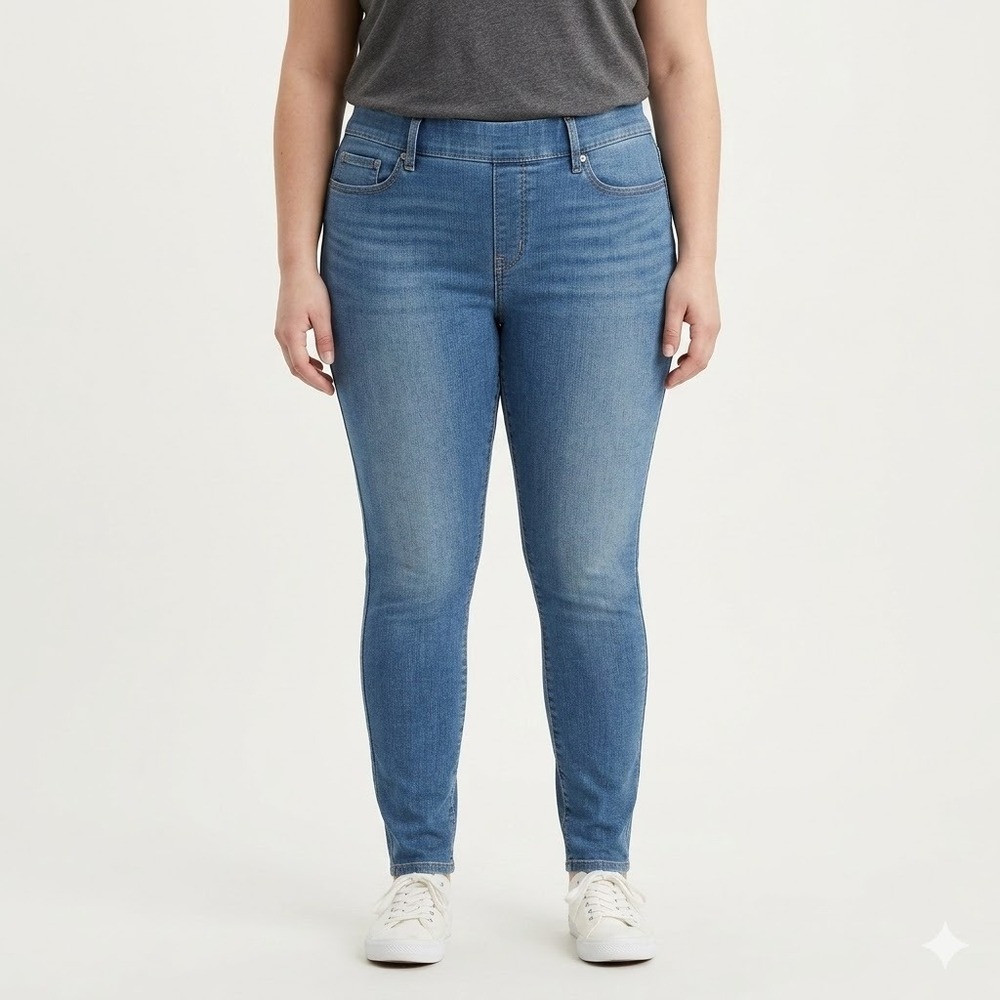 Levi Strauss Signature Shaping Pull On Skinny Jeans Medium Wash Size 16